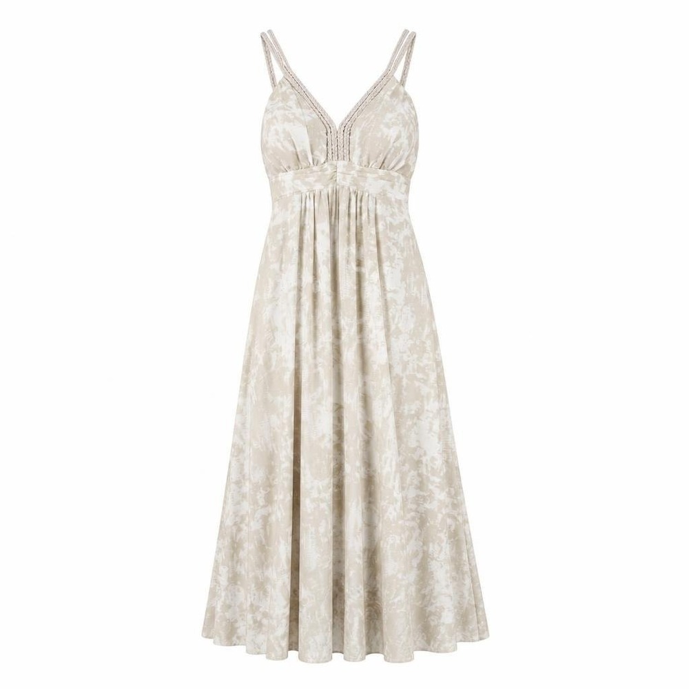 Soft Surroundings Dress Womens L Beige Sleeveless Maxi Boho Artsy Fairy Coquette